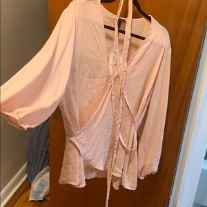 Light pink wrap blouse